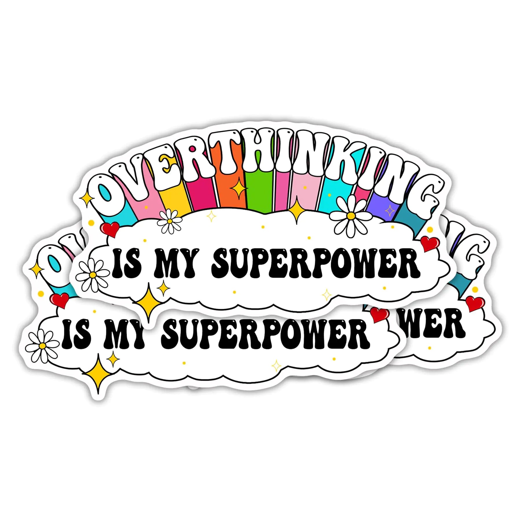 (3PCS) Overthinking is My Superpower Sticker ADHD Waterproof Vinyl Die-Cut Bumper Stickers Funny Meme Sticker for Girl Bookish Hard Hat Laptop Water Bottle Phone Case (3 Inches)